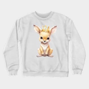 Watercolor Kangaroo Wearing a Crown Crewneck Sweatshirt